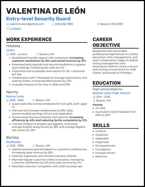 no experience security guard resume.